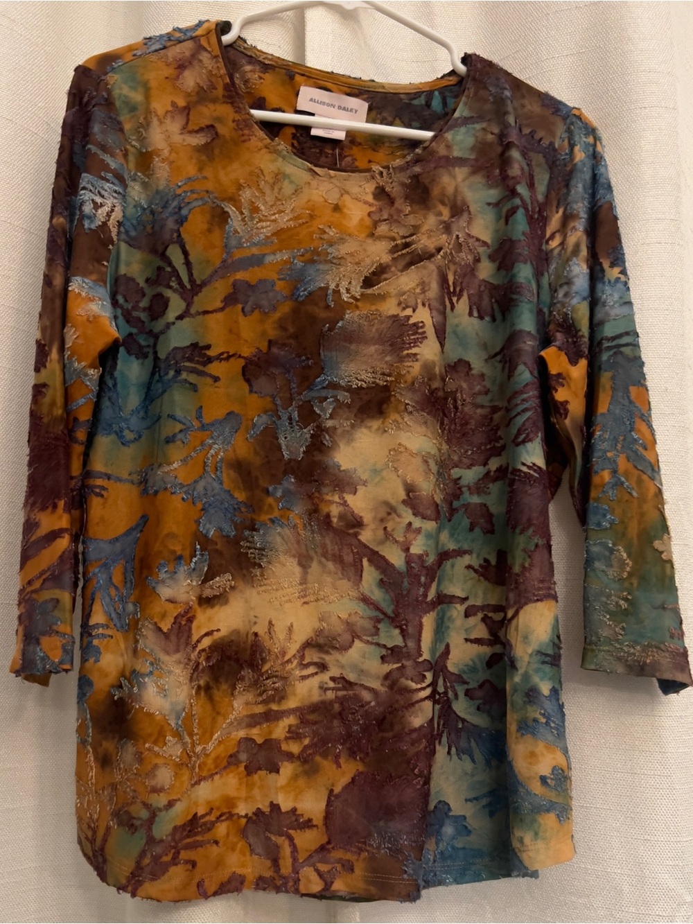 Allison Daley Spruce Multicolor Autumn Hues Teal, Mustard, Brown BNWT Medium